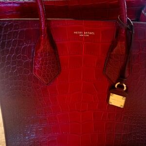 RARE Henri Bendel Red Croc-Embossed Tote
